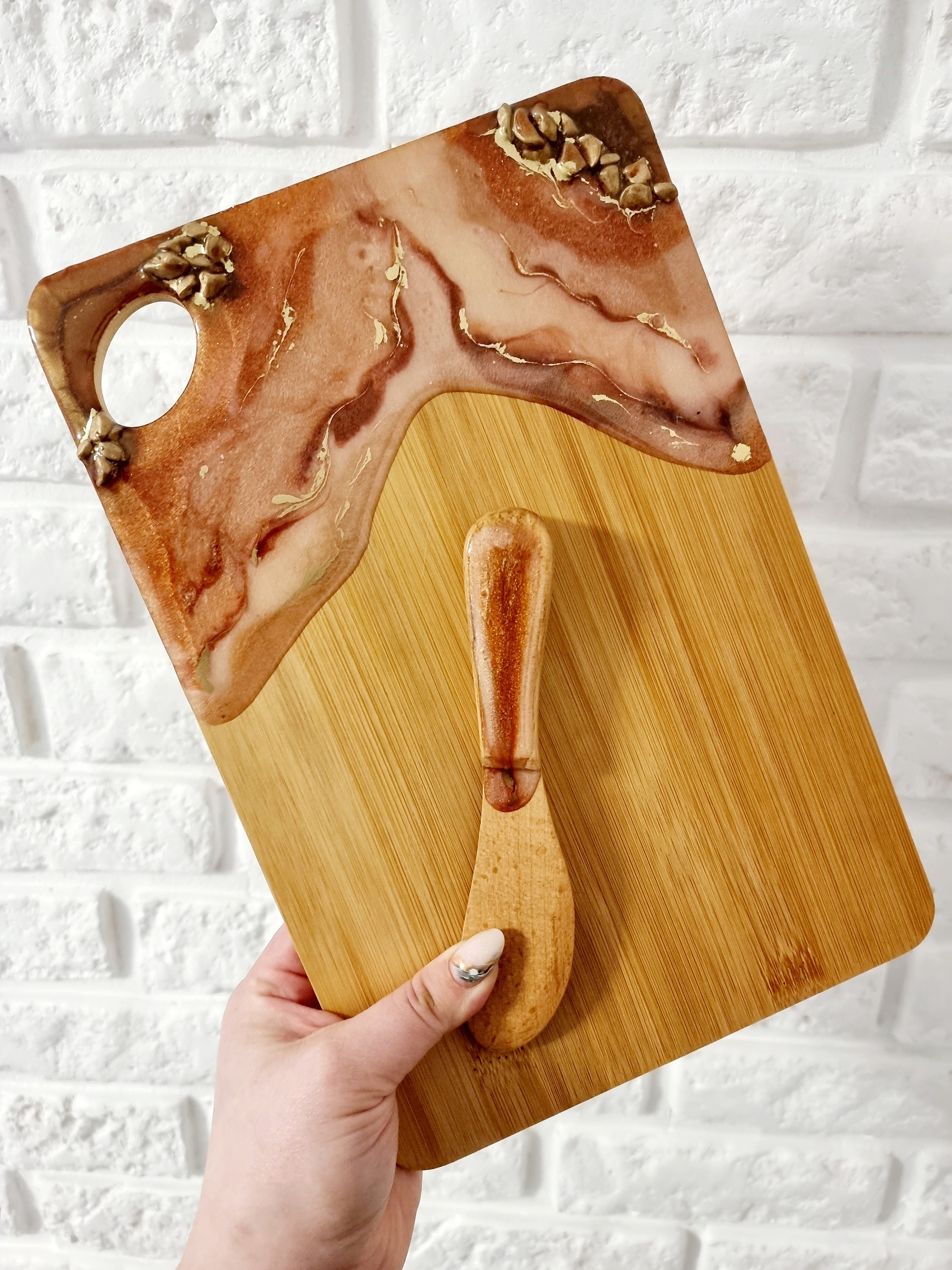 Set cutting board and wooden knife Etsy