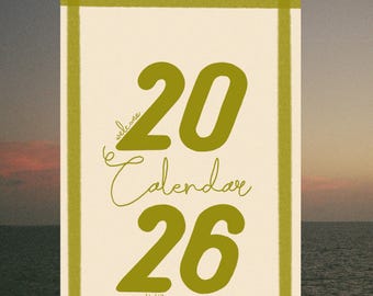 Calendario illustrato 2026 / Stampa artistica da parete (download digitale)