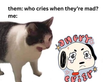 Adesivo in vinile con cucciolo arrabbiato che piange / Decalcomania con crollo emotivo (impermeabile)