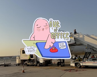 Adesivo Pink Pigeon Fuori Ufficio / Modalità Vacanza, Umorismo sul Lavoro (Fustellato Trasparente)