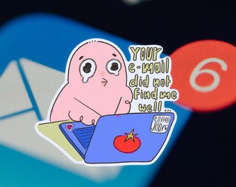 Adesivo per laptop con piccione che piange / Umorismo sul lavoro, adesivo divertente per adulti, vinile impermeabile fustellato