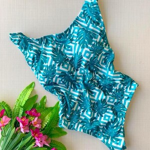 Blue Leaf Print One Piece