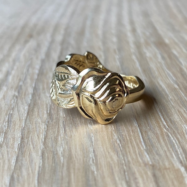 Gold Rose Spoon Ring | Stainless Steel Spoon Ring | Silverware Rings | Spoon Jewelry | Antique Vintage Ring | Unique Floral Ring | Fork Ring