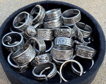 Paquete de anillos de cuchara de plata vintage