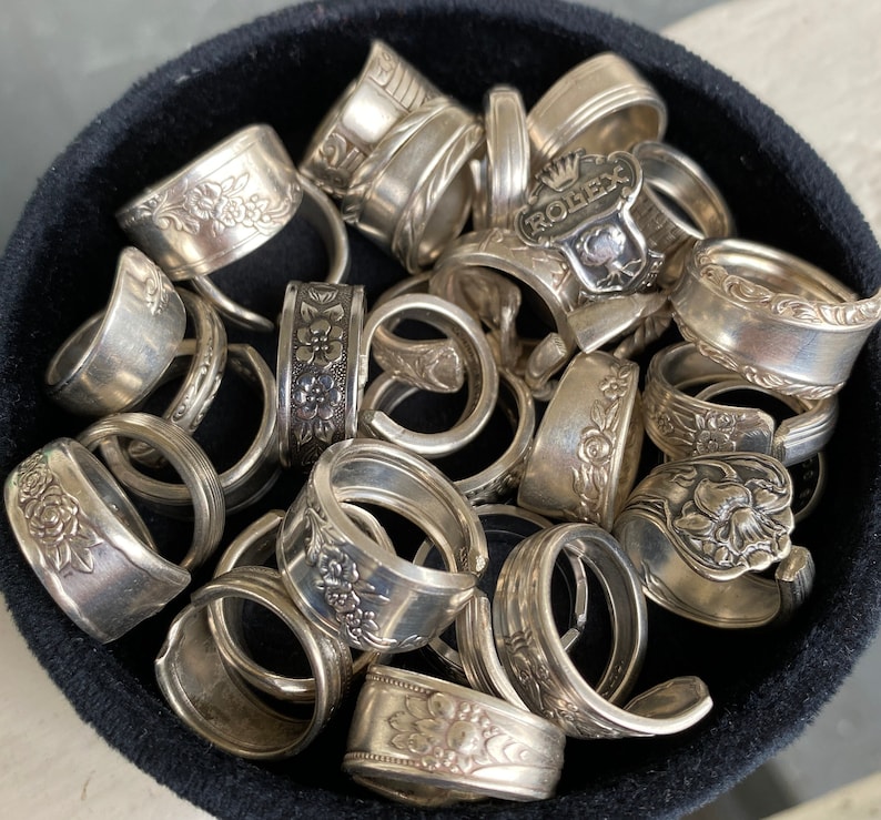 Spoon Rings, Silver Spoon Rings, Spoon Rings for Women, Sterling Silver Spoon Rings, Spoon Jewelry, Handmade Spoon Ring, Victorian Spoon Ring, Spoon Ring Vintage, Sterling Spoon Ring,  Thumb Ring, Size 7, Antique Rings for men, Rings for men gothic