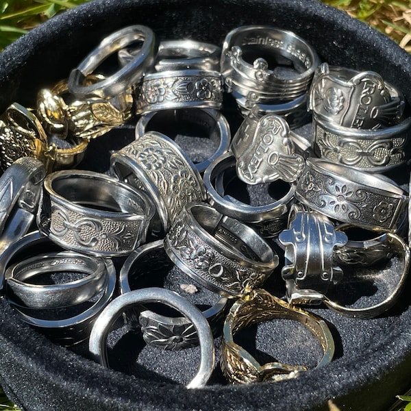 Mystery Bundle Silver Spoon Rings | Silverware Rings | Stainless Spoon Ring | Spoon Jewelry | Antique Vintage Ring | Unique Rings