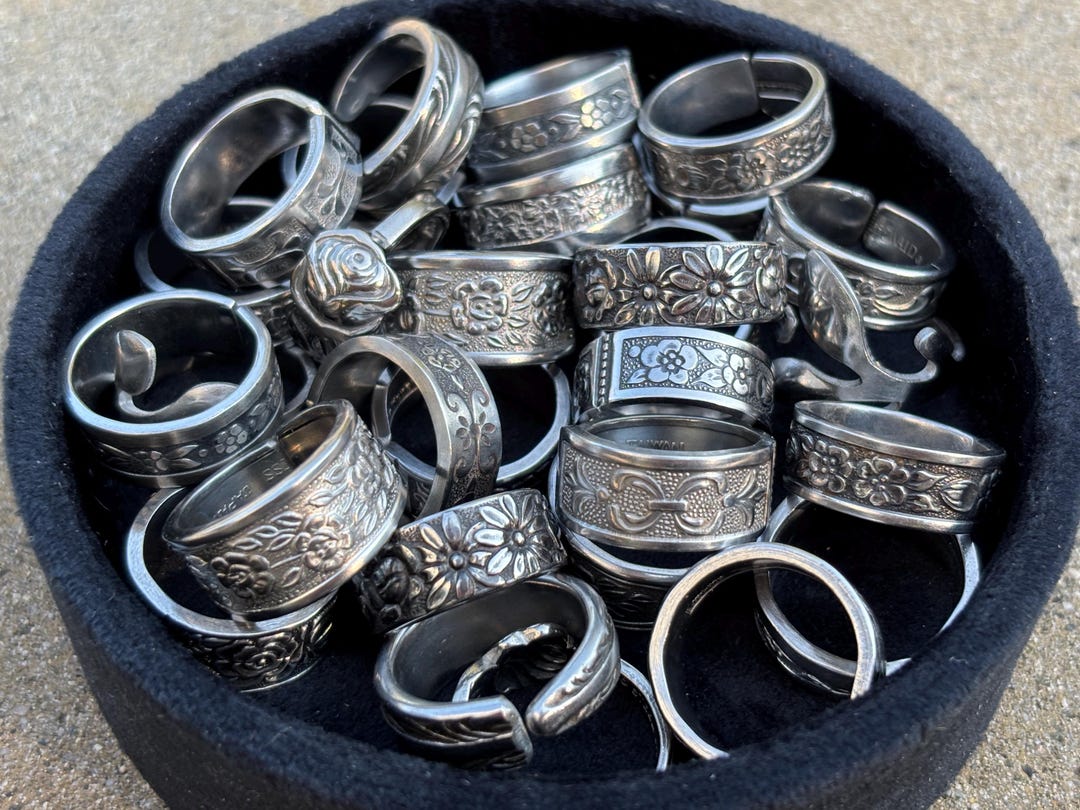 Sppoon Rings Bundle of Vintage Silver Stainless Steel Spoon Rings | 2 Rings for 25 ...