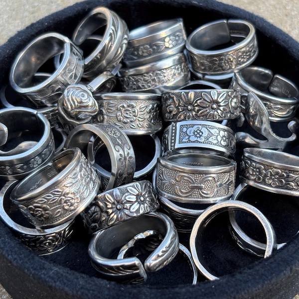 Bundle of Vintage Silver Stainless Steel Spoon Rings |  2 rings for 25