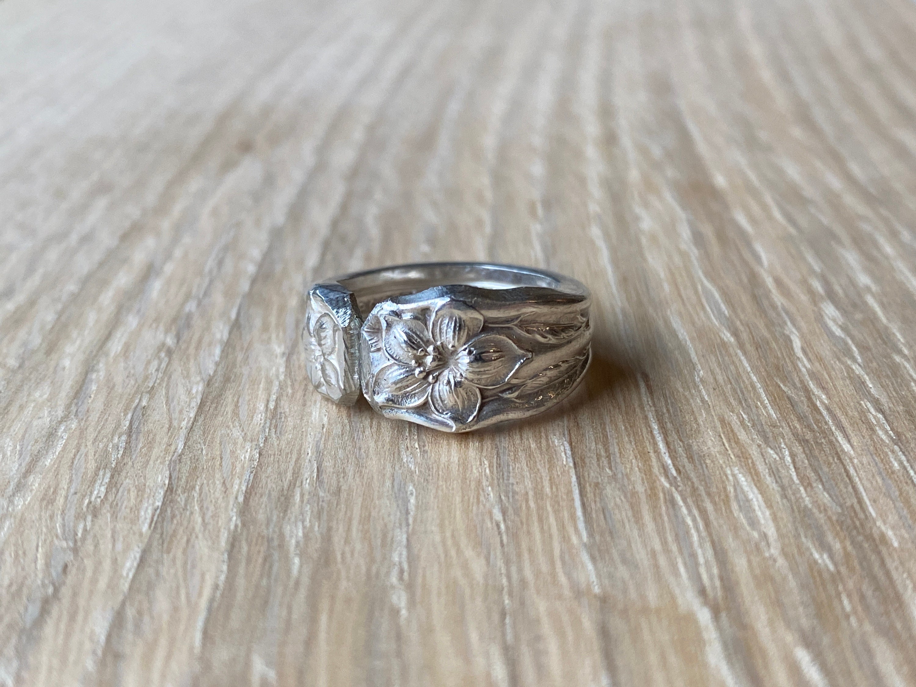 Silver Ornate Floral Spoon Ring | "Orange Blossom"