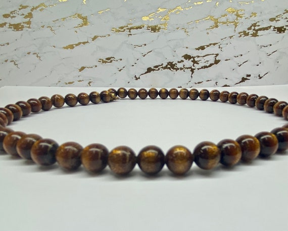 Vintage Brown Round Beaded Necklace !! - image 3