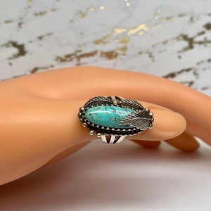 Vintage 925 Sterling Silver Signed Carol Felley Turquoise Ring !!! Size 6