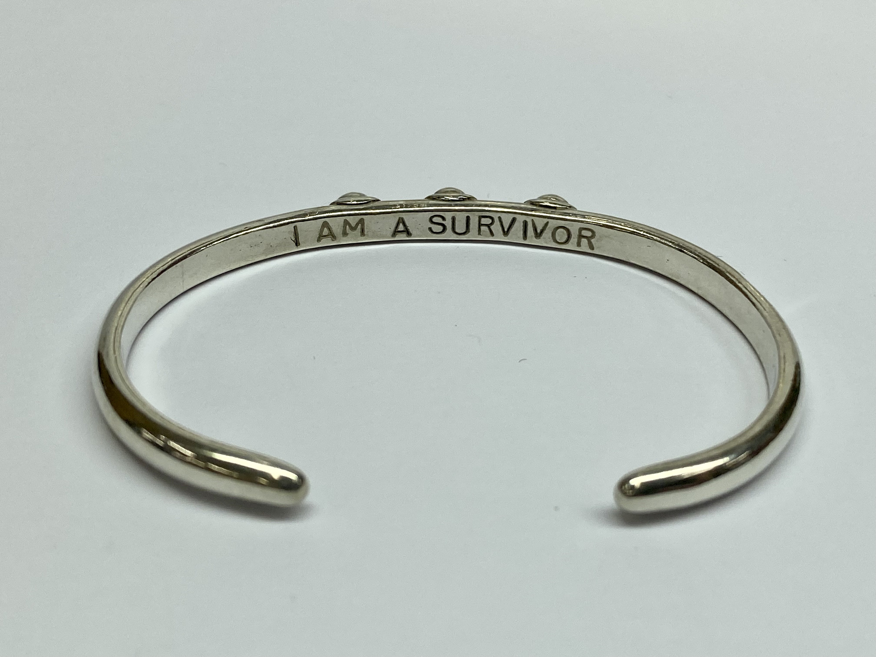 Vintage Signed Sterling Comstock Carved I AM A SURVIVOR Cuff Bracelet Etsy UK