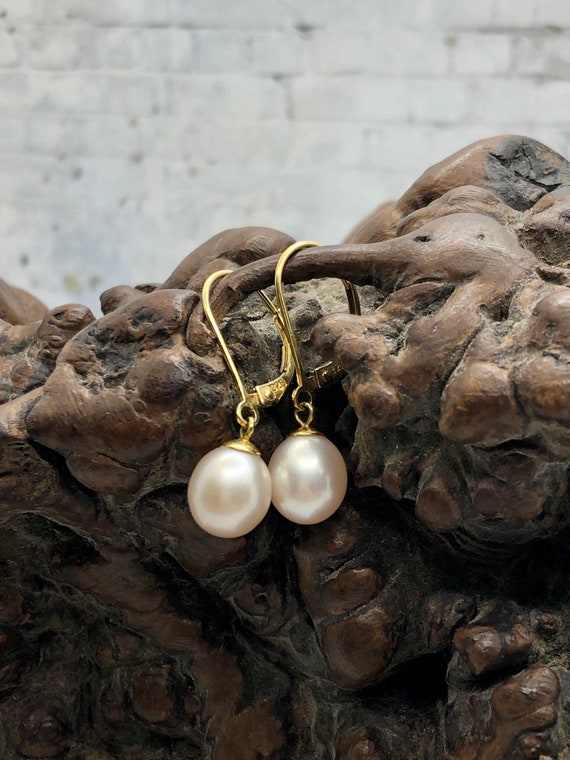 Luxury Pearl Earrings 925er Sterling Silver Yellow Gold Plated spo20