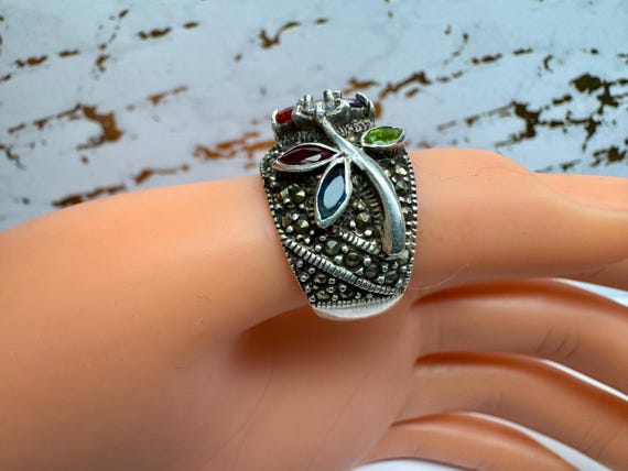 Vintage inspired 925 Sterling Silver Multi Gemsto… - image 2