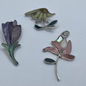 Vintage Signed Sterling Silver Flower Pendant/Brooch!!  Rose, Tulip, Daisy