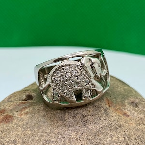 925 Sterling Silber und Cz Elefant Ring!!! Größe 9