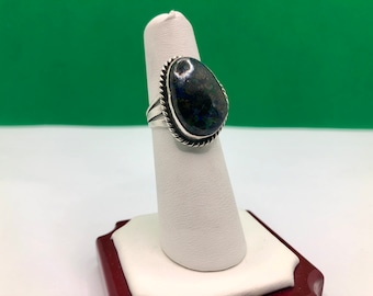 Vintage Sterling Silver Azurite Malachite Stone Ring