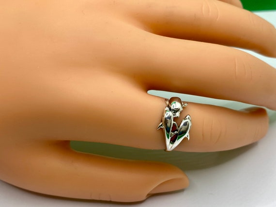 Vintage 925 Sterling Silver Dolphin Women's Ring … - image 1
