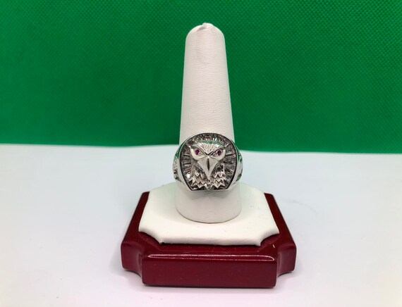 925 Sterling Silver Bald Eagle Signet Ring - Gem