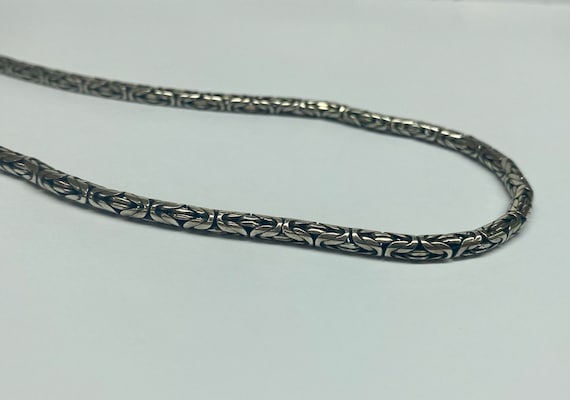 Vintage Solid Sterling Silver 3.6mm Byzantine Lin… - image 2