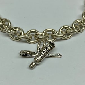 Vintage 925 Sterling Silber Zahnbürste und Zahnpasta Charm/Anhänger