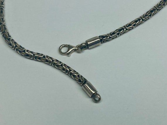 Vintage Solid Sterling Silver 3.6mm Byzantine Lin… - image 6