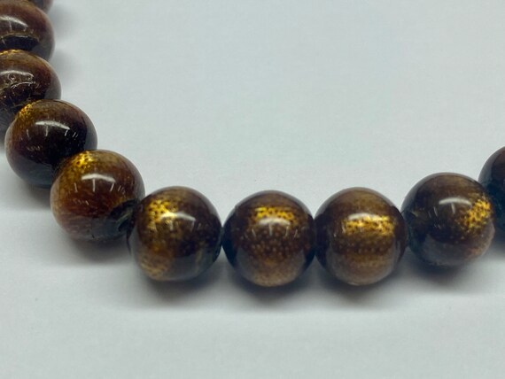 Vintage Brown Round Beaded Necklace !! - image 4