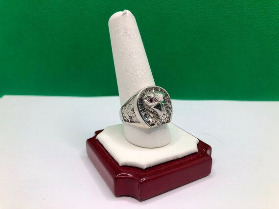 925 Sterling Silver Bald Eagle Signet Ring - Gem
