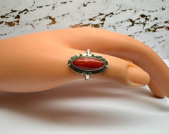 925 珊瑚 マーカサイト リング サイズ13 925 珊瑚 マーカサイト リング サイズ13