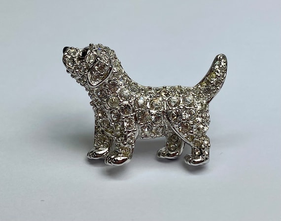 Rare  Swarovski Pave Chrystal Rhodium Puppy  Dog … - image 3