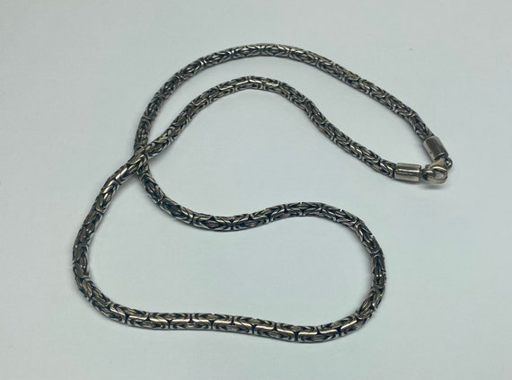 Vintage Solid Sterling Silver 3.6mm Byzantine Lin… - image 3