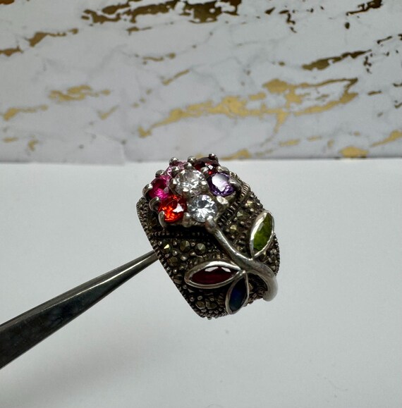 Vintage inspired 925 Sterling Silver Multi Gemsto… - image 3