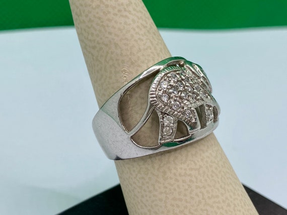 925 Solid Sterling Silver And Cz Elephant Ring!!!… - image 3