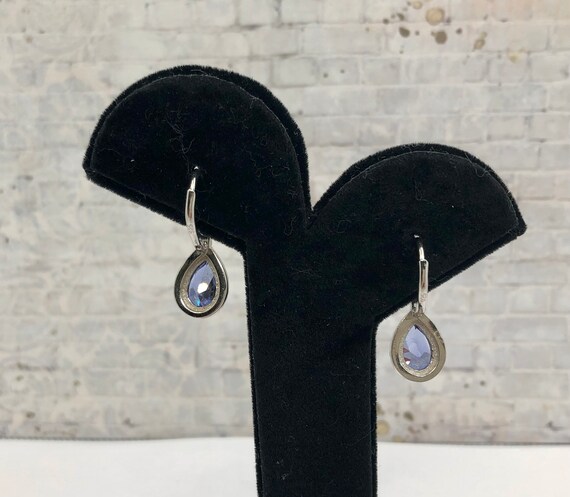 925 Sterling SLV Purple Stone Drop Earrings for Women