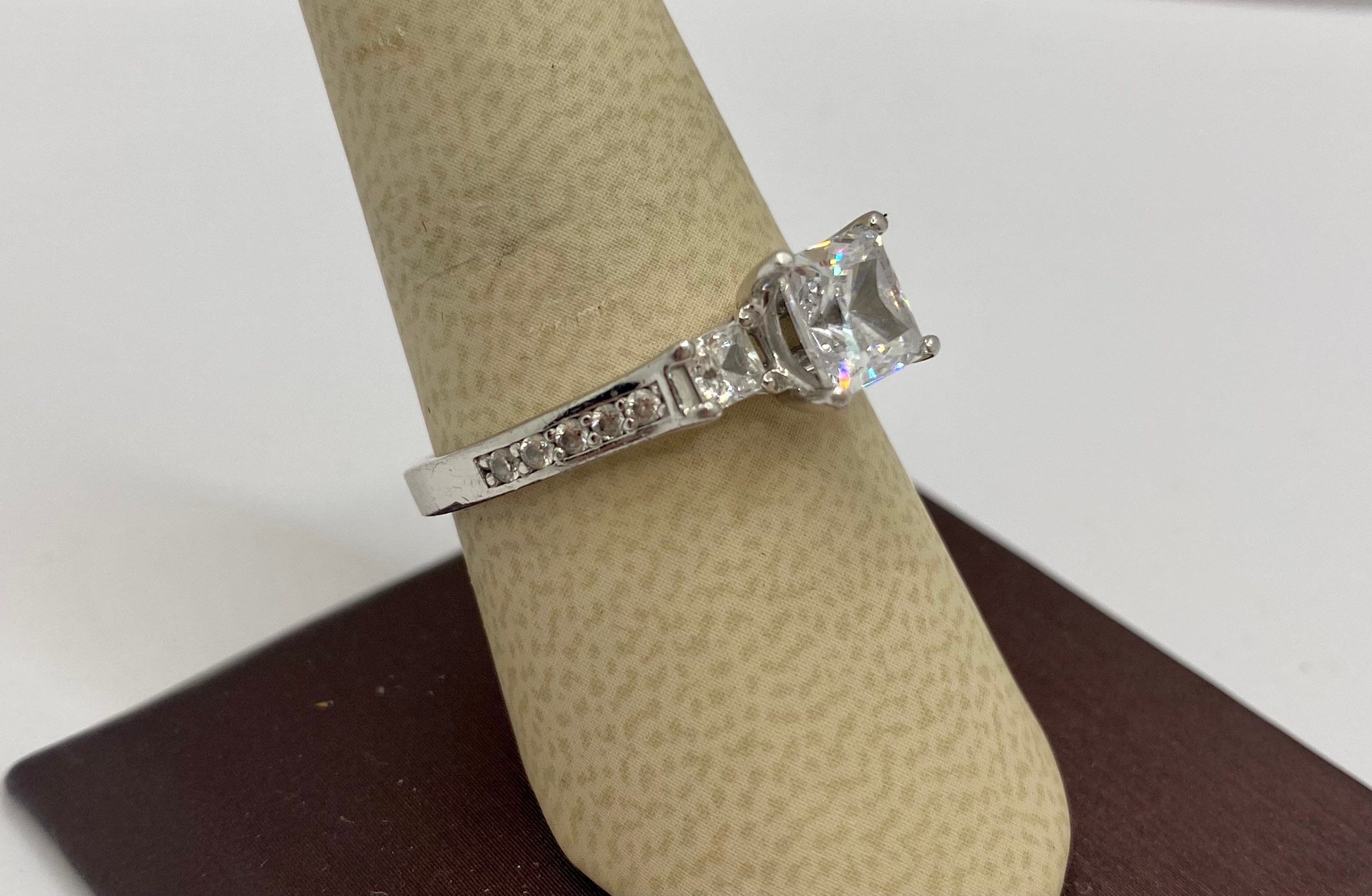 Vintage 925 Sterling Silver White Cz Ring!!! Size 9 - Etsy