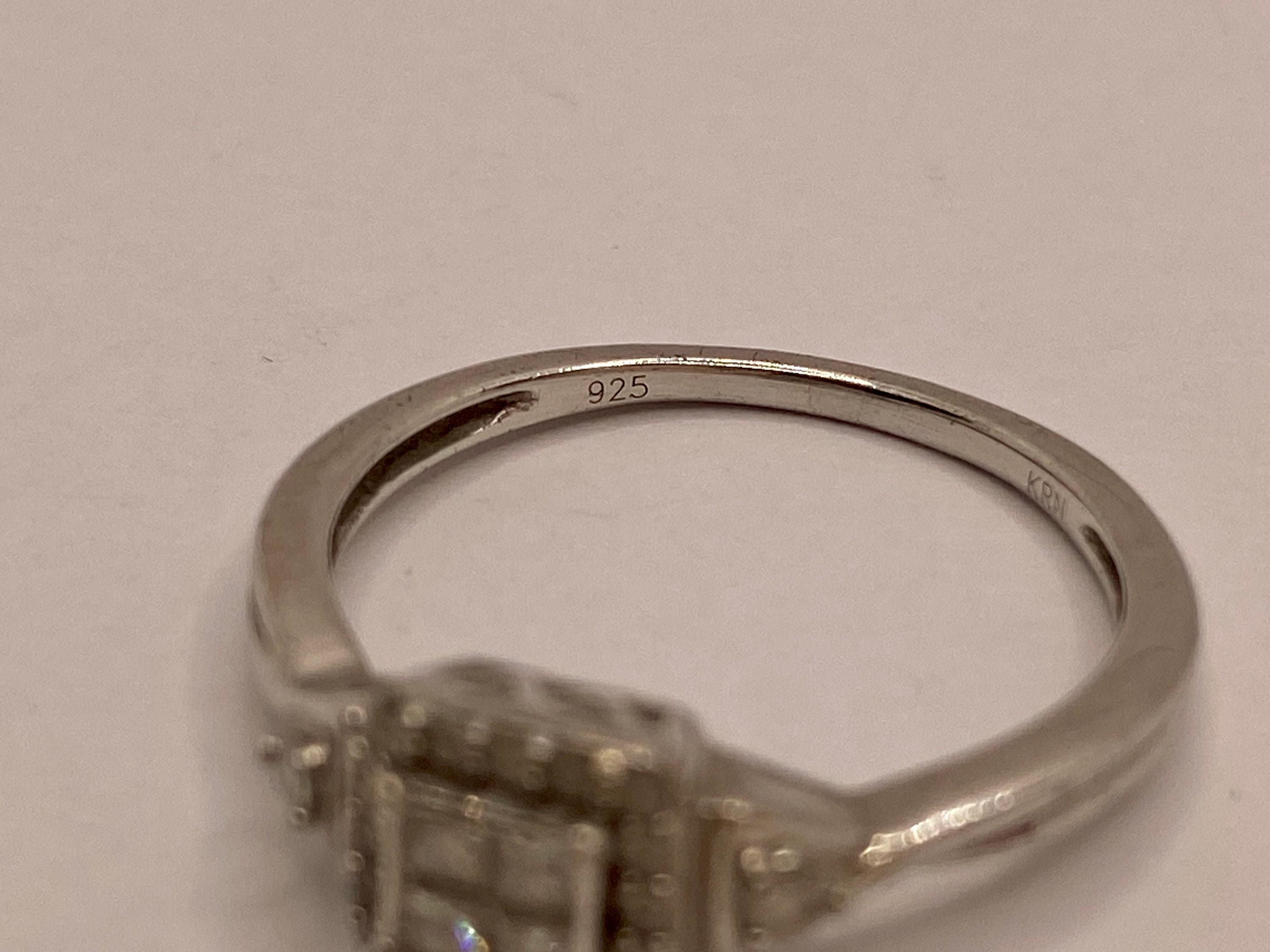 Vintage KRN 925 Sterling Silver Double Square Diamond Ring Etsy