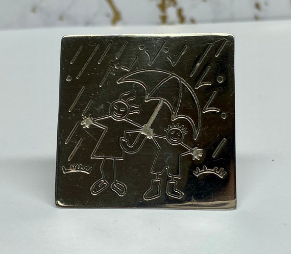 ヴィンテージ メキシコ 925 スターリング シルバー 雨の中で傘を持つ 2