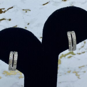 Beautiful  925 Sterling Silver and White CZ Hoop Earrings