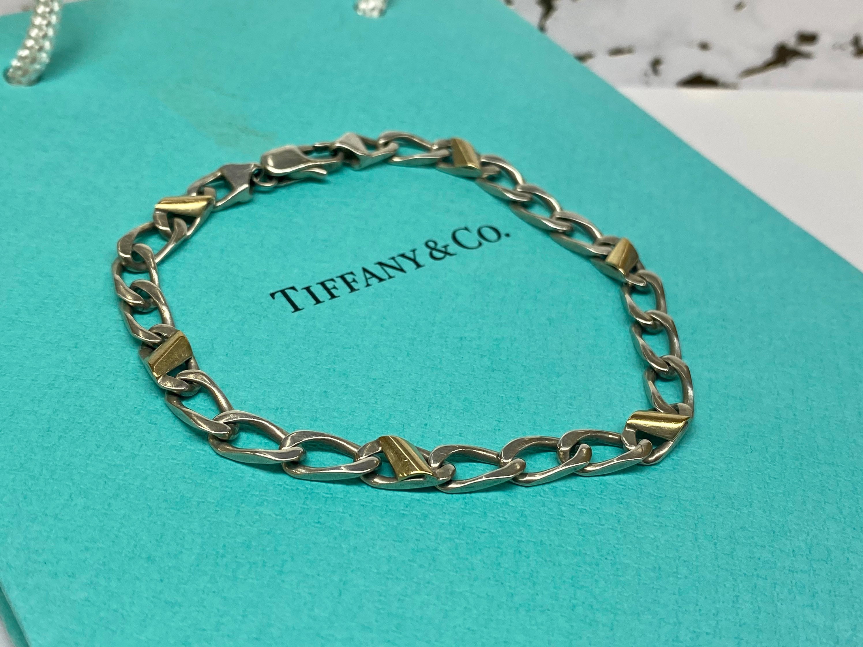 TIFFANY & Co シルバー925 チェイン　ブレスレット 18K TIFFANY&Co. ティファニー ブレスレット フラットリンク