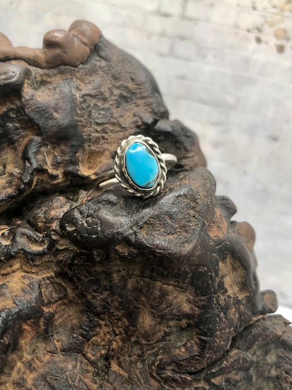 【★大感謝セール】 Vintage Etsy - Ring Turquoise Oval Silver Sterling 925 アクセサリー