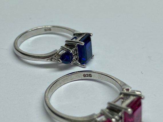 Emerald Cut CZ Sterling Silver Statement Ring - S… - image 9