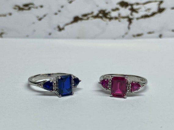 Emerald Cut CZ Sterling Silver Statement Ring - S… - image 7