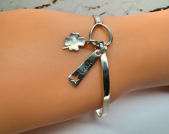 Vintage Sterling Silver Charm Bracelet: Lucky Star & Clover