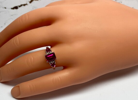 Emerald Cut CZ Sterling Silver Statement Ring - S… - image 3