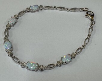 ヴィンテージ スターリングシルバー ファイアーオパール フローラル