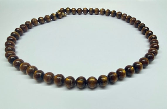 Vintage Brown Round Beaded Necklace !! - image 2