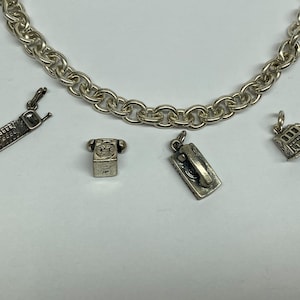 Vintage 925 Sterling Silver Telephone  Charm Set