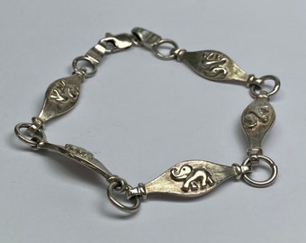 Vintage 925 MEXICO GGIII Elephant  Sterling Silver Link  Bracelet !!!