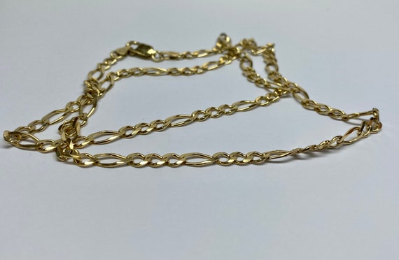 Yellow Gold Over 925 Italy 4.2mm Figaro Chain Nec… - image 3