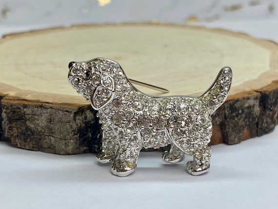 Rare  Swarovski Pave Chrystal Rhodium Puppy  Dog … - image 1